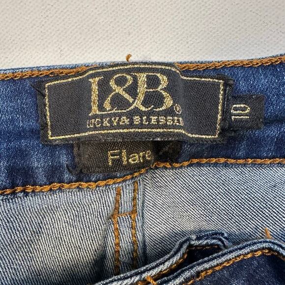 Lucky & Blessed Western Bell Bottom Flare Leg Jeans with Serape Insets Size 10 - Picture 6 of 7